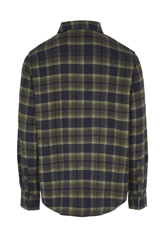ONE TRVLR FLANNEL CHECK SHIRT GREEN SHADOW