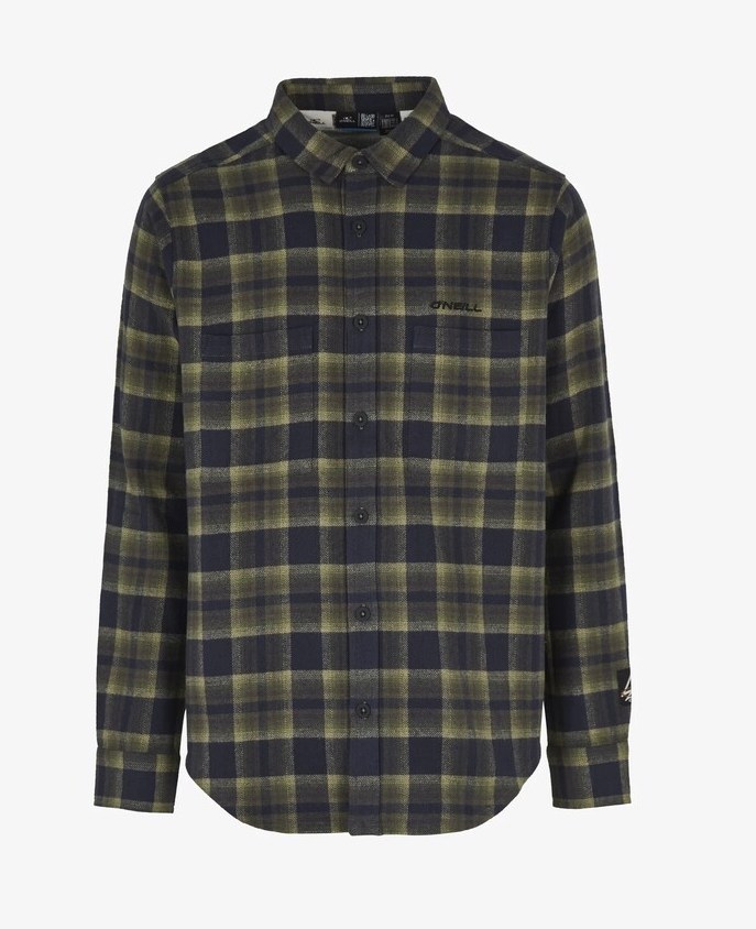 TRVLR FLANNEL CHECK SHIRT GREEN SHADOW