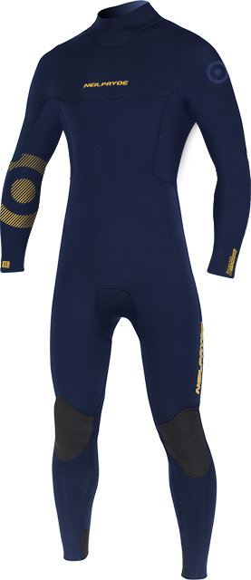 MISSION FULLSUIT BACK ZIP 4/3 NAVY/YELLOW